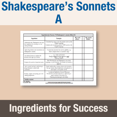 Image of Year 6 Writing A (Shakespeare’s Sonnets) Ingredients for Success IFS CUSP Resource