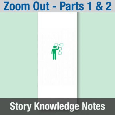 Image of Year 07 Communication (Zoom Out - Parts 1 & 2) Story Knowledge Notes CUSP ResourceAccess Autumn 277x102mm Printed in Black;    6 Leaf Set in pads of 16