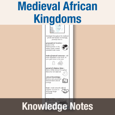 Image of Year 07 History (Medieval African Kingdoms and Early Modern World) Knowledge Notes KN CUSP Resource