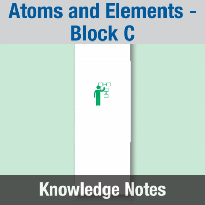 Image of Year 07 Science (Atoms and Elements - Block C) Knowledge Notes CUSP ResourceAccess Summer 58.5x234mm Printed in Black;    2 Leaf Set in pads of 16