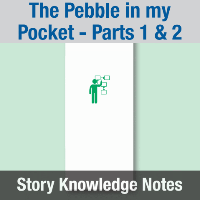 Image of Year 08 Communication (The Pebble in my Pocket - Parts 1 & 2) Story Knowledge Notes CUSP ResourceAccess Spring 277x102mm Printed in Black;    10 Leaf Set in pads of 16