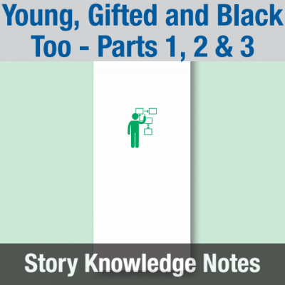 Image of Year 08 Communication (Young, Gifted and Black Too - Parts 1, 2 & 3) Story Knowledge Notes CUSP ResourceAccess Autumn 277x102mm Printed in Black;    15 Leaf Set in pads of 16