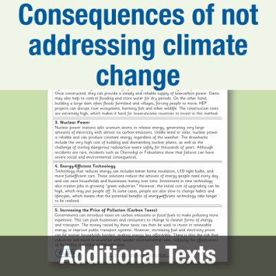 Image of Year 08 Geography (What are the potential consequences of not addressing climate change?) Additional Texts AT CUSP Resource