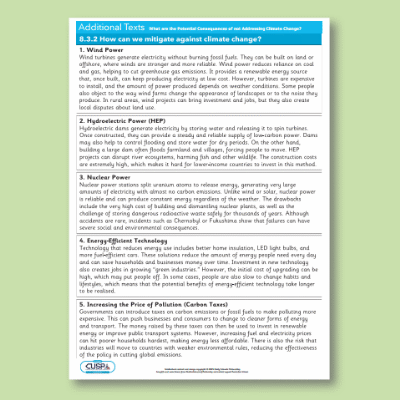 Y08 Geography (What are the potential consequences of not addressing climate change?) Additional Texts AT