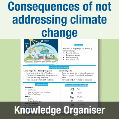Image of Year 08 Geography (What are the Potential Consequences of not Addressing Climate Change?) Knowledge Organiser KO CUSP Resource