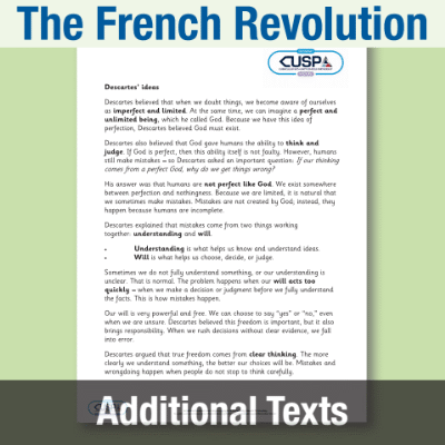 Image of Year 08 History (Why was there a Revolution in France in 1789?) Additional Texts AT CUSP Resource