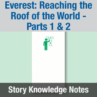 Image of Year 09 Communication (Everest: Reaching the Roof of the World - Parts 1 & 2) Story Knowledge Notes CUSP ResourceAccess Summer 277x102mm Printed in Black;    5 Leaf Set in pads of 16