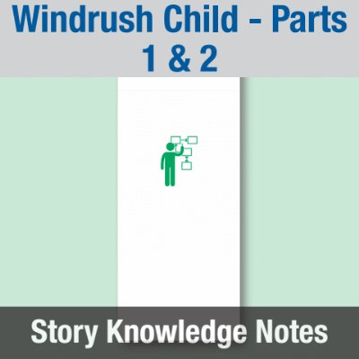 Image of Year 09 Communication (Windrush Child - Parts 1 & 2) Story Knowledge Notes CUSP ResourceAccess Autumn 277x102mm Printed in Black;    5 Leaf Set in pads of 16
