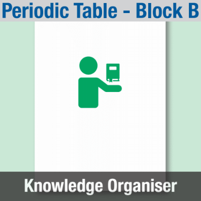 Image of Year 09 Science (Periodic Table - Block B) Knowledge Organiser CUSP ResourceAccess Spring 195x277mm Printed in Black;    1 Leaf Set in pads of 16
