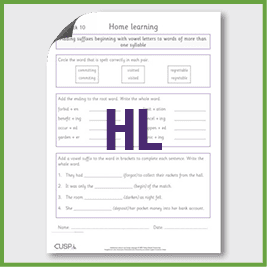 Y3 Spelling Block 10 Home Learning HL